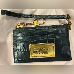 Marc Jacobs Black Leather and Gold Hardware Wristlet Card Holder